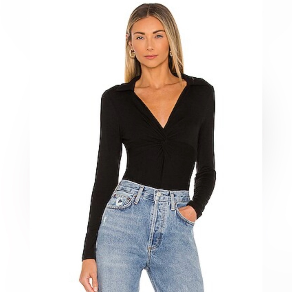 NWT Revolve Krisa twist front long sleeve collar blouse Medium